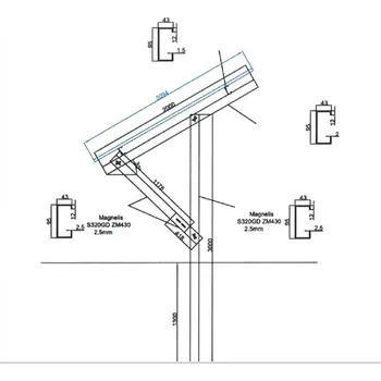 solární panel SAPRO FVE FVE konstrukce SAP30S6P1V pro 6 panelů 30st do země 6 x 1 vertikal FVE30S1X6VE