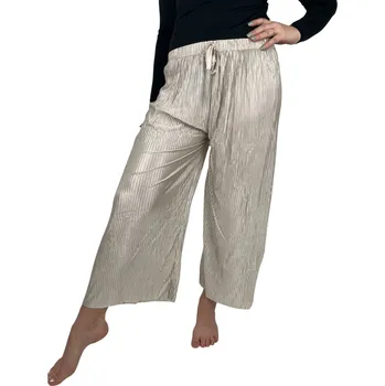 Dámské kalhoty Sale-Dámské plisované volné kalhoty 911-101 - béžové-Sale