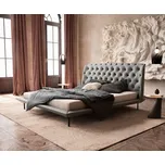 DELIFE Čalouněná postel Rafinata 180x200 cm koženka světle šedá