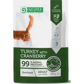 Krmivo pro kočku Nature's Protection Cat kaps. Sterilised Turkey and Cranberry 100g