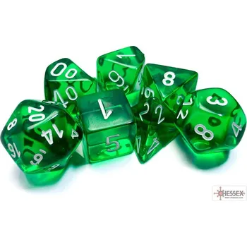 Příslušenství k deskovým hrám Chessex Sada 7 kostek Chessex - Translucent Green / white - 23075