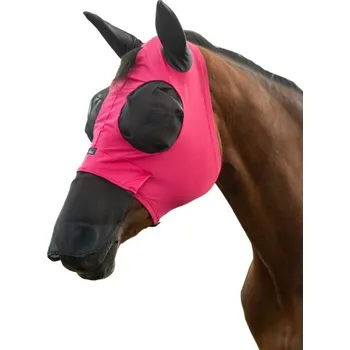 Koňská maska proti hmyzu Maska proti mouchám HKM Elastic s nosem M magenta