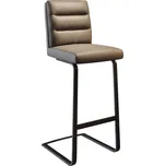 DELIFE Barová židle Pela-Flex pravá kůže tmavě béžová jídelní židle plochý kov černá taštičkové pružiny