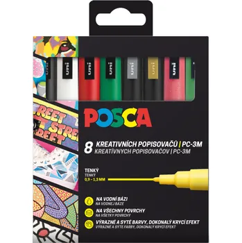 UNI POSCA sada popisovačů PC-3M - CHRISTMAS 8 ks