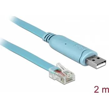 Datový kabel Delock Adaptér USB 2.0 Typ-A samec > 1 x Serial RS-232 RJ45 samec 2,0 m modrý 64185