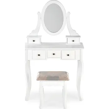 Toaletní stolek Stylový konzolový stolek se zásuvkou a zrcadlem do ložnice Sara - Halmar Bílá 80x130 cm