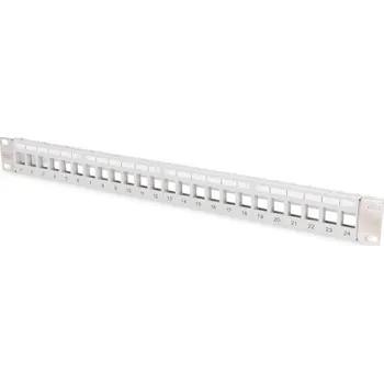 Patch panel DIGITUS Modular Patch Panel, stíněný, 24 portů, 1U, Rack Mount, transp. štítek pole, šedáModular Patch Panel, stíněný, 24 portů, 1 DN-91410-LF