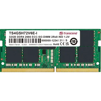 Operační paměť Transcend paměť 32GB Industrial ECC SODIMM DDR4 2666 2Rx8 2Gx8 CL19 1.2V TS4GSH72V6E-I