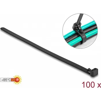 kabelová chránička Delock Kabelové stahovací pásky pro opakované použití tepelně odolné D 200 x Š 7,5 mm 100 kusů černé 18757