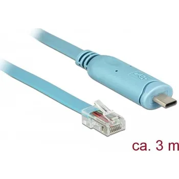 Datový kabel Delock Adaptér USB 2.0 Typ-C samec > 1 x Serial RS-232 RJ45 samec 3,0 m modrý 63914