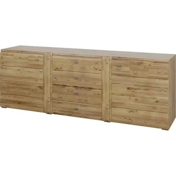 Komoda Velká komoda se zásuvkami a dvířky do obývacího pokoje Arras - MMI Sleeping Dub Bělený Masiv 202x71 cm