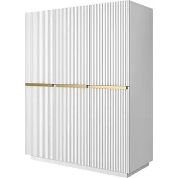 Šatní skříň Skříň Nicole 150 se soklem - Meble Bogart Bílá / Zlatá 150x207 cm