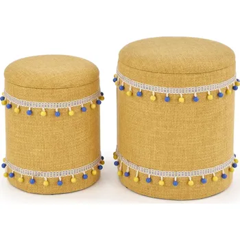 Obývací pokoj Sada čalouněných podnožek s úložným prostorem do obývacího pokoje Grado - Halmar Žlutá 38x44 cm