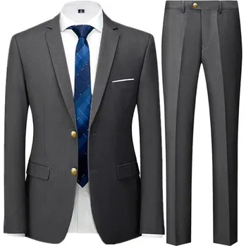 Pánský oblek Svatební pánský oblek MC120 Velikost: L, Barva (Varianta): Sada 2 ks tmavě šedá