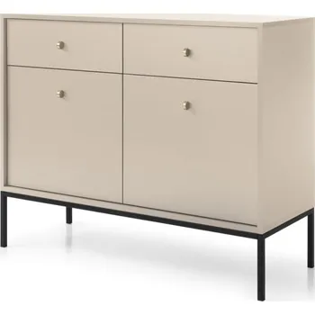 Komoda Moderní 2-dveřová komoda se zásuvkami do obývacího pokoje Mono - Meble Piaski Písečná béžová 103.5x83.2 cm