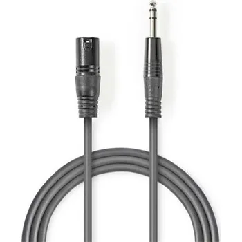 Audio kabel Nedis COTH15100GY50 - Vyvážený XLR Audiokabel | XLR 3pinová Zástrčka – 6,35mm Zástrčka | 5 m | Šedá barva COTH15100GY50