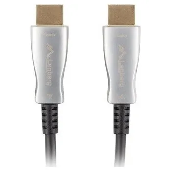 Video kabel LANBERG Aktivní optický kabel High Speed with Ethernet 2.0, 4K@60Hz, M/M, délka 30m, černý, zlacené konektory CA-HDMI-20FB-0300-BK