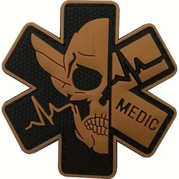 Nášivka Nášivka MEDIC Lebka - suchý zip Barva: oranžová / černá