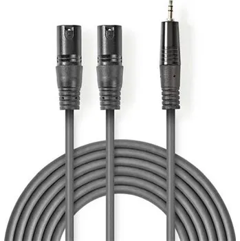 Audio kabel Nedis COTH15310GY15 - XLR Audiokabel | 2x XLR 3pinová Zástrčka – 3,5mm Zástrčka | 1,5 m | Šedá barva COTH15310GY15