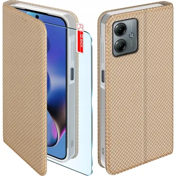 Pouzdro na mobilní telefon Flipové pouzdro KrainaGSM pro Motorola Moto G54 zlaté