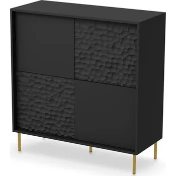 Komoda Černá komoda Bullet KM-2 do obývacího pokoje - Halmar Černá / Zlatá 100x41 cm
