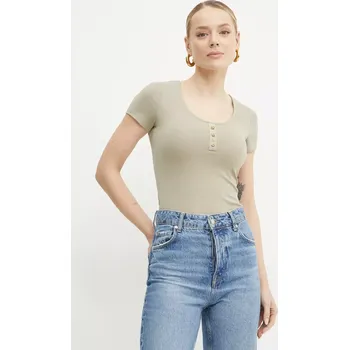 Dámské tričko Tričko Guess KARINA zelená barva, W5GP43 KCTC2 W5GP43.KCTC2 91X, vel. S