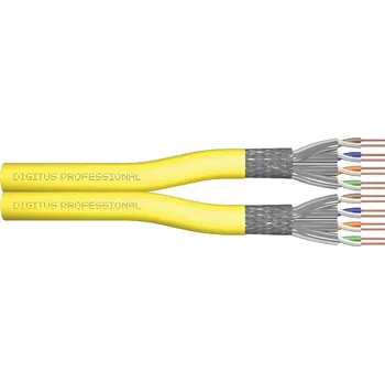 Síťový kabel DIGITUS Instalační kabel CAT 7A S-FTP, 1500 MHz Dca (EN 50575), AWG 22/1, 500 m buben, Duplex, barva žlutá DK-1743-A-VH-D-5