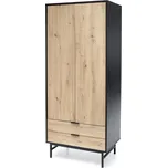 Skříň Murano - Halmar Dub Artisan / Černá 80x205 cm