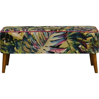 Taburet Lavice Monstera Fluo 80 120 - Happy Barok Monstera fluo/ořech 120x43 cm