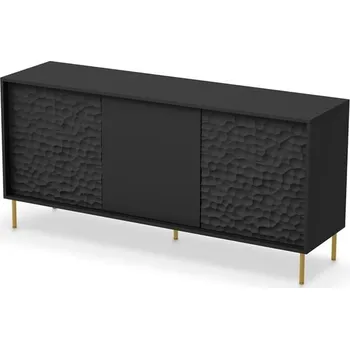 Komoda Černá komoda Bullet KM-1 do obývacího pokoje - Halmar Černá / Zlatá 155x73 cm