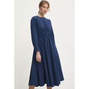 Dámské šaty Bavlněné šaty Answear.LAB tmavomodrá barva, maxi 1350.TOS 59X, vel. S