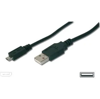 Datový kabel Digitus Připojovací kabel USB, typ A - micro B M/M, 1,8 m, kompatibilní s USB 2.0, bl AK-300127-018-S