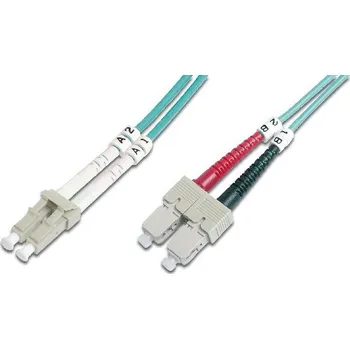 Síťový kabel Digitus Fiber Optic Patch Cord, LC to SC Multimode 50/125 µ, Duplex Length 2m, Class OM3 DK-2532-02/3