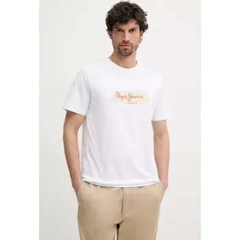 Pánské tričko Bavlněné tričko Pepe Jeans PICTHON PM509782 bílá 00X, vel. XL