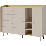 Velká komoda Alessio - Meblar Písková béžová-Olejovaný dub 155x115 cm