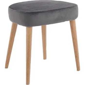 Taburet Čalouněný taburet s dřevěnými nohami Kiko - CustomForm Šedý Šeřík Fruity RV96, Buk 44x50 cm