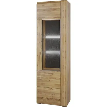 Knihovna Vysoká jednodveřová vitrína pravá do obývacího pokoje Arras - MMI Sleeping Dub Bělený Masiv 65x205 cm