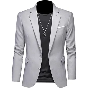 Pánské sako Pánské kvalitní sako na společnost i casual Velikost: 3XL, Barva (Varianta): 2 knoflíky Light Gray