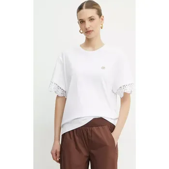 Pánské tričko Bavlněné tričko Twinset bílá barva, 251TT2410 00X, vel. M