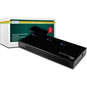 Digitus DVI Video/Audio rozbočovač, 1 PC-2 Monitory/Reproduktory 1xDVI / F + Audio (Video In) -2XDVI / F + Audio (Video Out) DS-41211