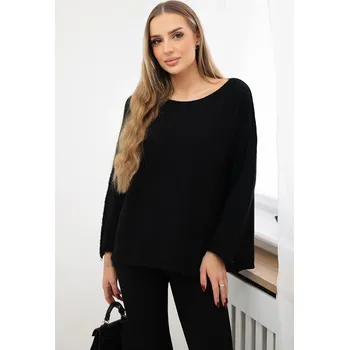 Dámský svetr Kesi Svetr s kulatým výstřihem bonbónově růžová Barva: Černá, Velikost: UNI