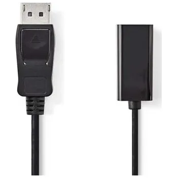 Video kabel Nedis CCGB37150BK02 - DisplayPort – HDMI Kabel | DisplayPort Zástrčka - HDMI Zásuvka | 0,2 m | Černá barva CCGB37150BK02