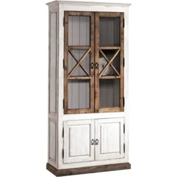 Knihovna Vitrína Provance - Meble Krysiak Bílá Starožitná / Dřevo Starožitné 98x204 cm