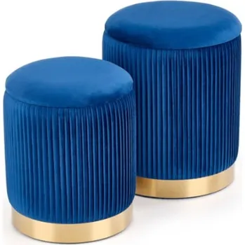 Obývací pokoj Sada 2 podnožek Monty - Halmar Tmavě Modrá 44x36 cm