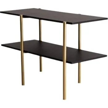 regál Konzolový stolek Rave Solid Wood hnědý se dvěma policemi 110x45 - CustomForm Černá / Zlatá 110x71 cm