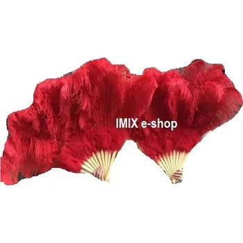 Karnevalový doplněk Velký vějíř pštrosí péra výška 80 cm Sytě červená