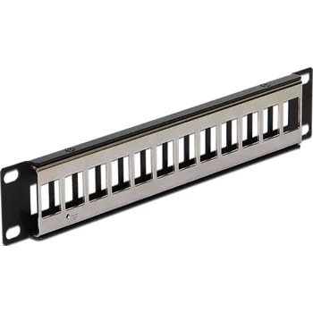 Patch panel Delock 10” Keystone Patch Panel 12 Port metal black 43326