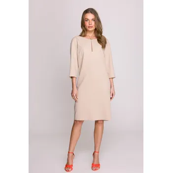 Dámské šaty Elegantní šaty se zajímavým výstřihem Stylove S394 béžové EU velikost: XXL
