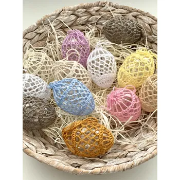 Velikonoční dekorace BRIMOON Velikonoční háčkovaná kraslice mix barev