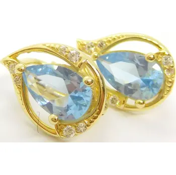 Náušnice Klenoty Budín Zlaté mohutné náušnice ze žlutého zlata se zirkony a blue topazy 585/2,00gr 6630376 (Klenoty Budín Zlaté mohutné náušnice ze žlutého zlata se zirkony a blue topazy 585/2,00gr 6630376)